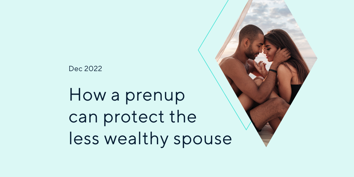 how a prenup can protect the less wealthy spouse helloprenup couple in a diamond cuddling on beach