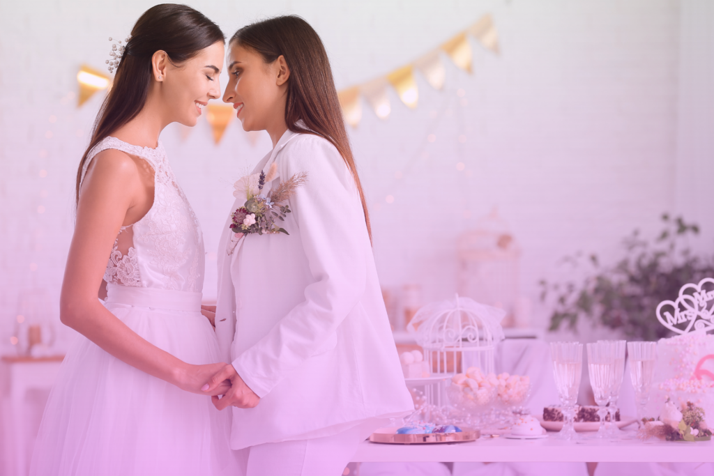 Same-sex couple on their wedding day