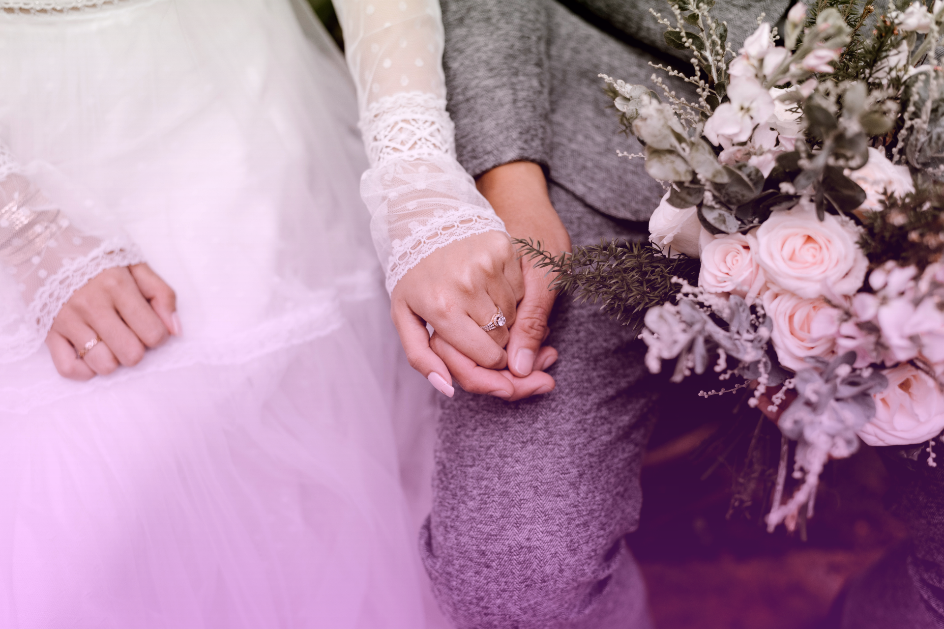 Wedding Day Bliss: Couple Hand in Hand