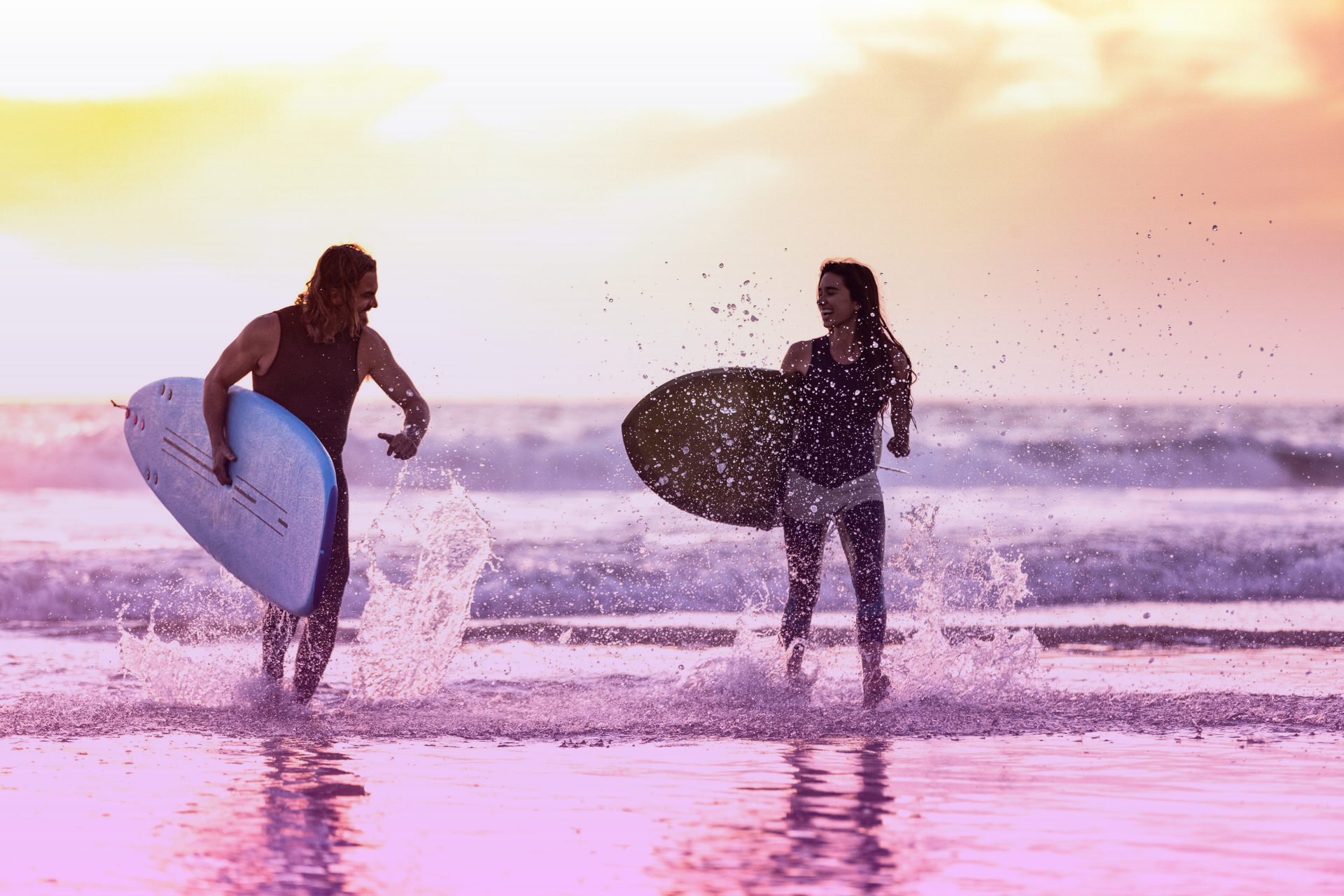Surfing Together on California Beaches