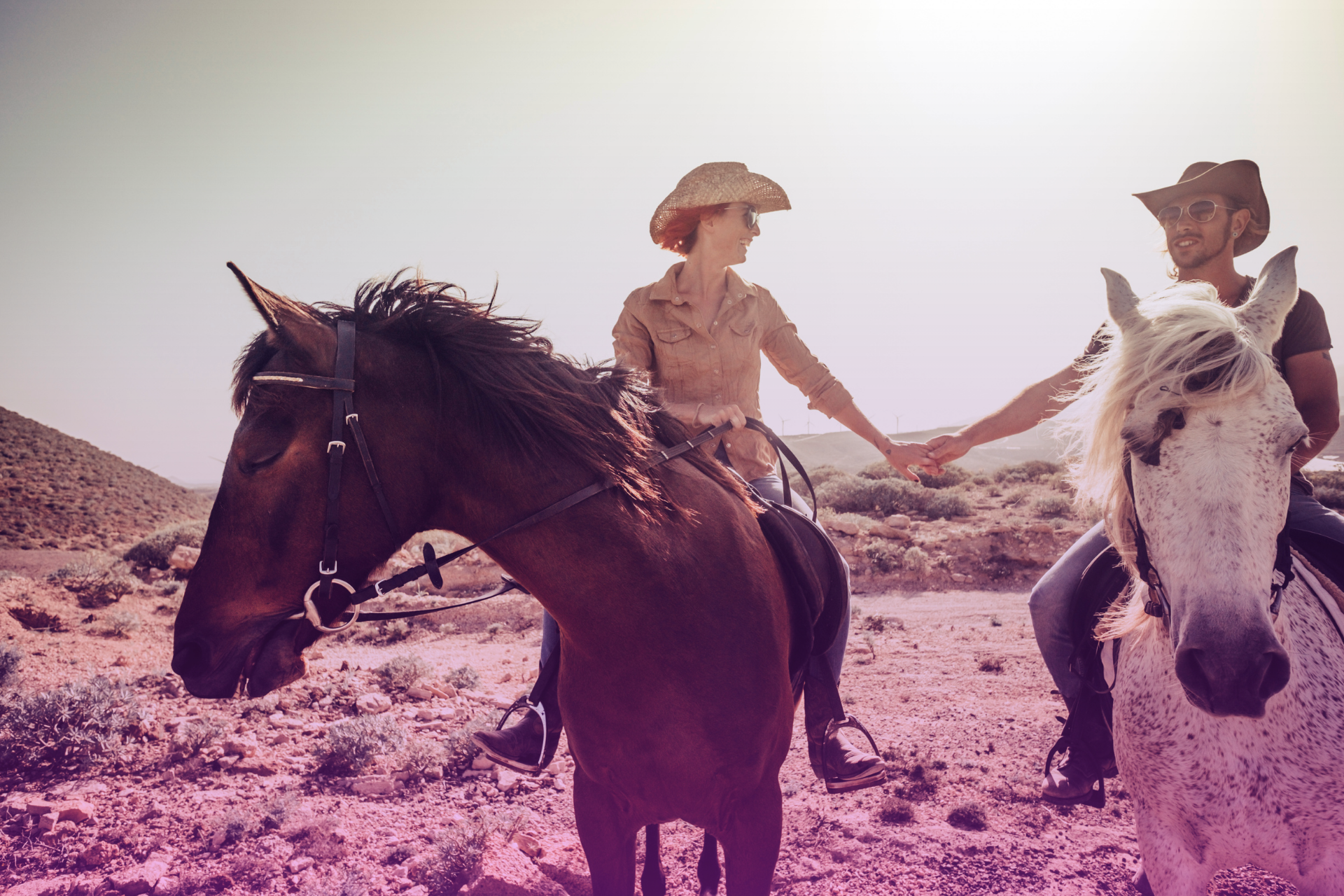 happy couple in texas holding hands