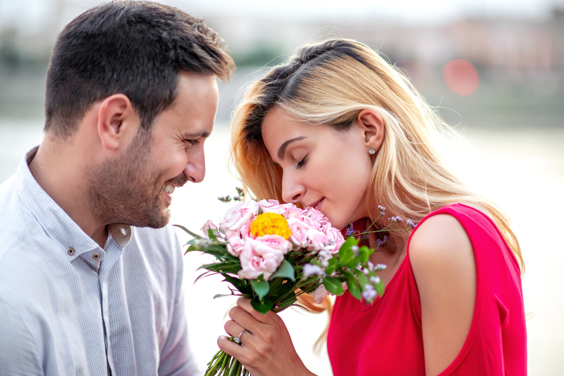 Couple in love with flowers Oklahoma