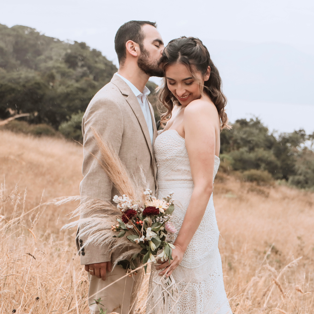 couple lovingly kissing in Wyoming