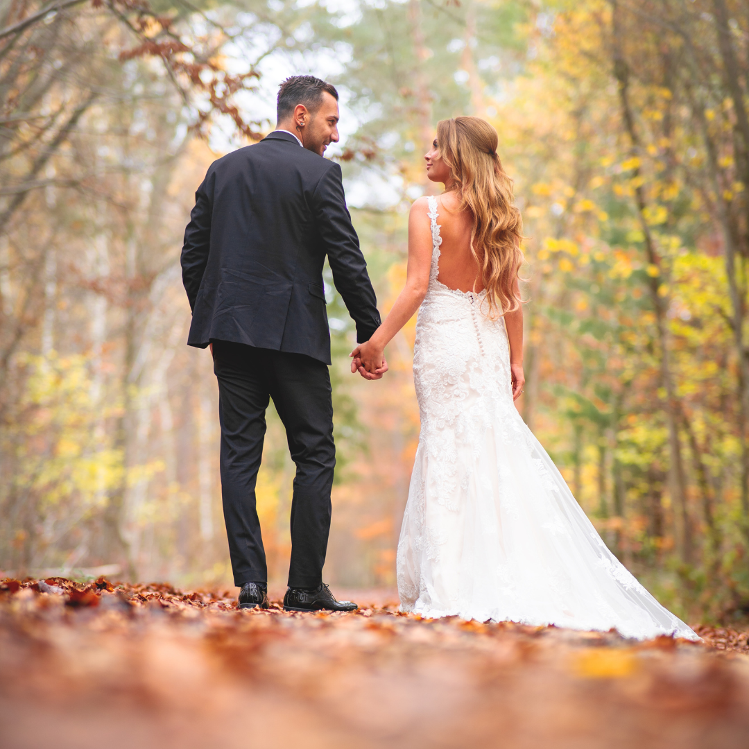 Happy couple enjoying fall in Vermont
