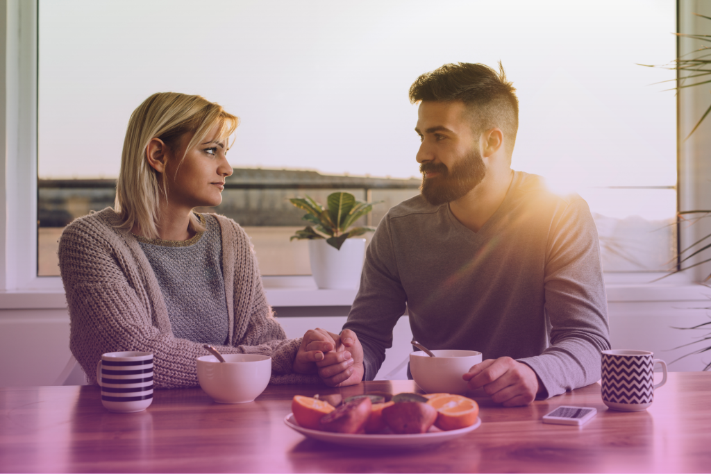 A couple sharing household chores, representing a balanced approach to responsibilities.