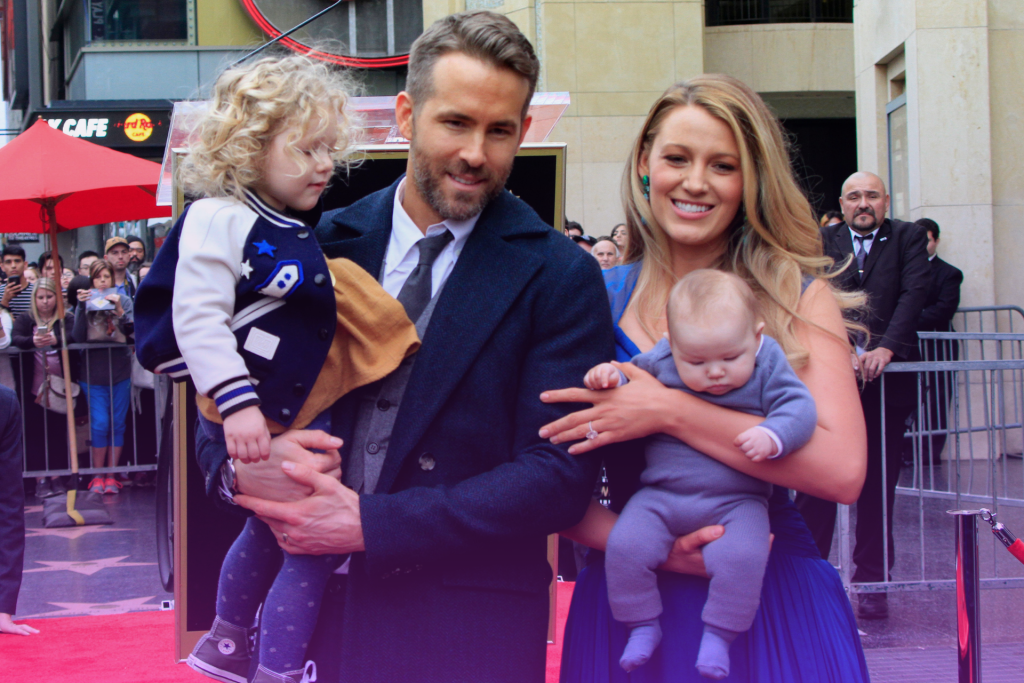 ames Reynolds, Ryan Reynolds, Blake Lively, Newborn Reynolds at the Ryan Reynolds Hollywood Walk of Fame Star Ceremony at the Hollywood