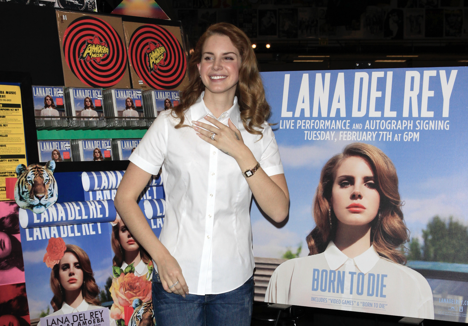 Lana Del Rey at a performance and CD signing for her album Born To Die at Amoeba Records