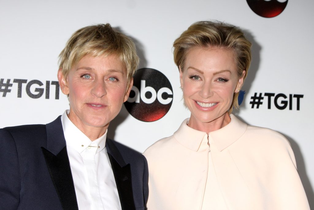 Ellen DeGeneres, Portia deRossi at the TGIT Premiere Event for Greys Anatomy