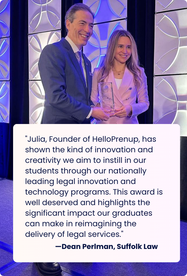 julia rodgers accepting award from suffolk law school