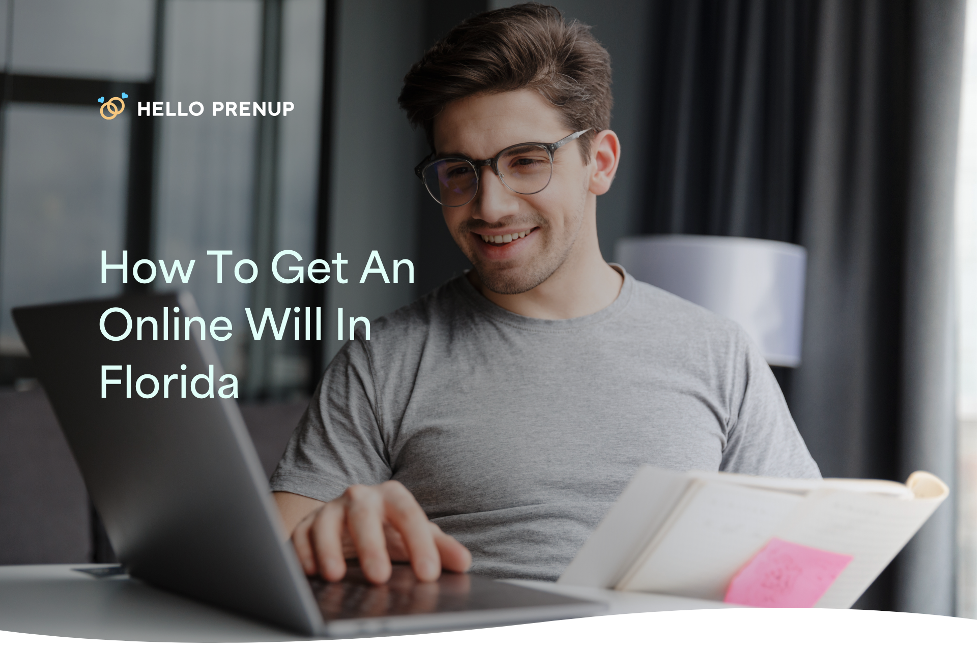 A person sitting on a beach in Florida, using a laptop to create an online will.