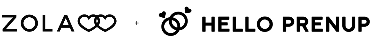 HelloPrenup and Zola logos black and White