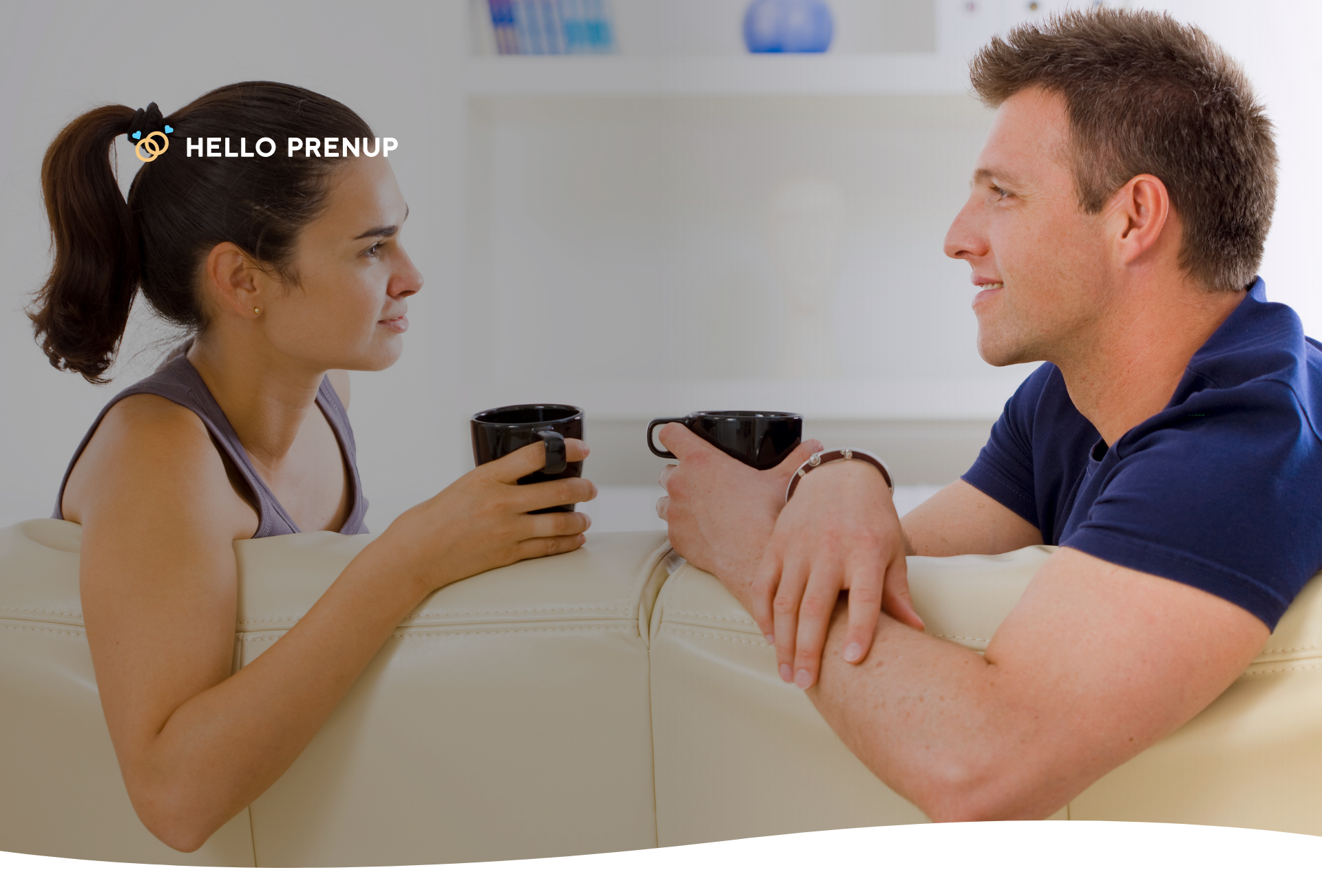 A couple openly and calmly discusses the pros and cons of a prenuptial agreement, demonstrating open communication.