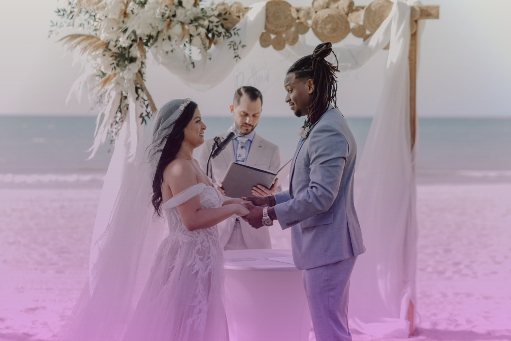 Happy Couple in their Beautiful wedding on a beach