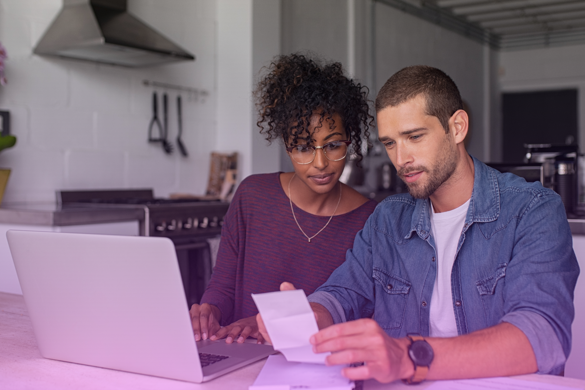 Financial transparency discussion for postnuptial agreements", "Couple planning their finances for a postnup