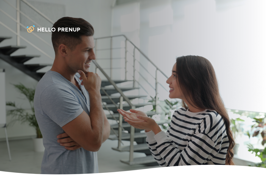 Utah couple talking about their prenup before the wedding