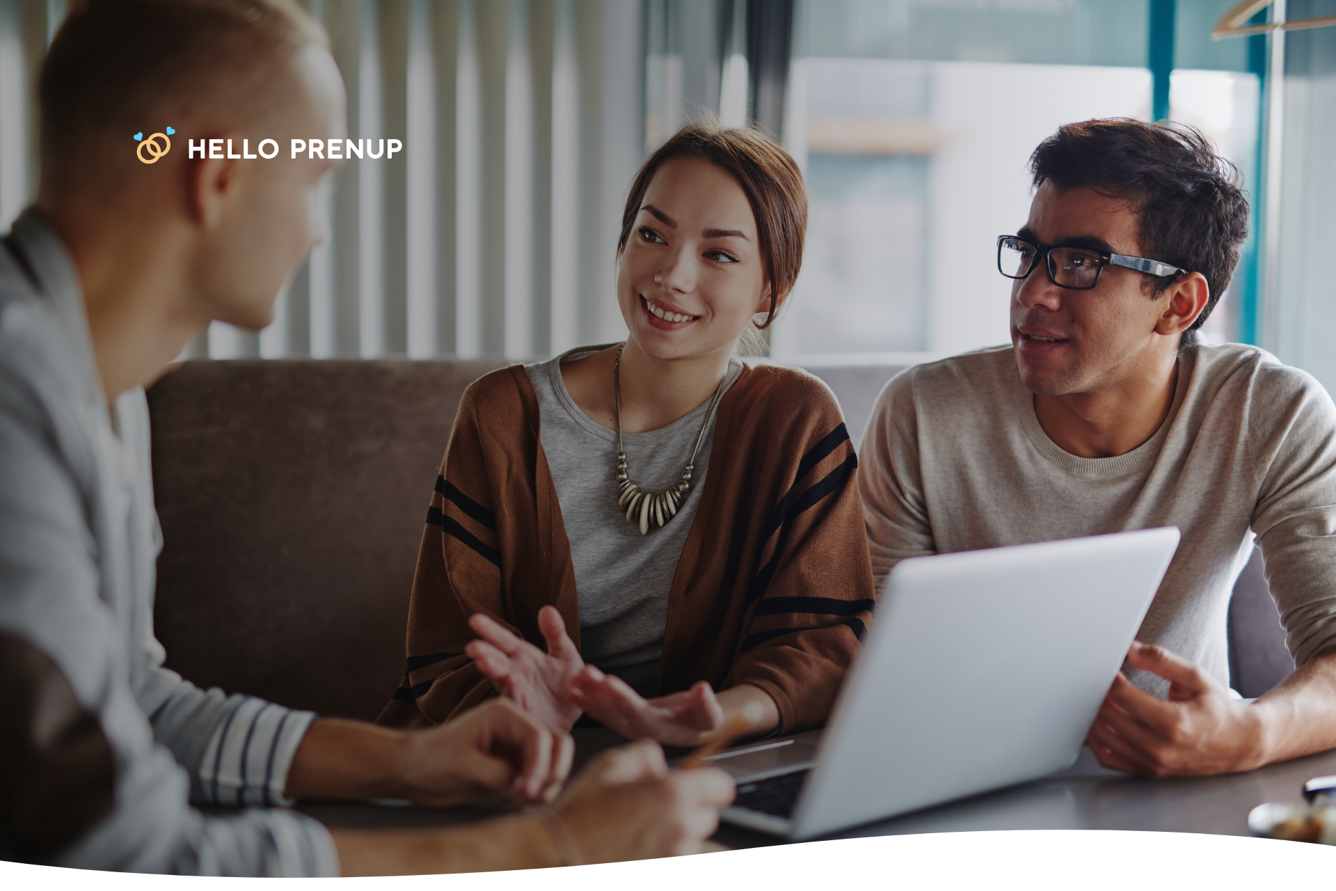 Lawyer advising a couple on a prenuptial agreement in Washington