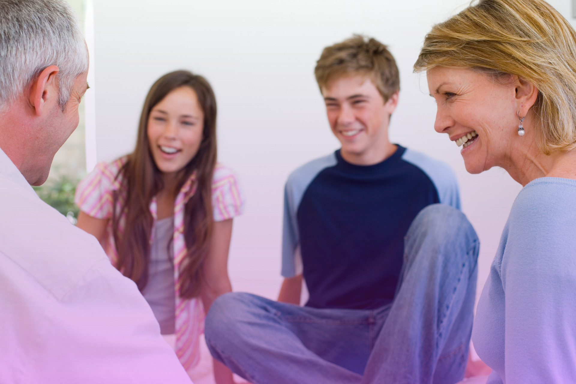 Parents having calm conversation with adult children