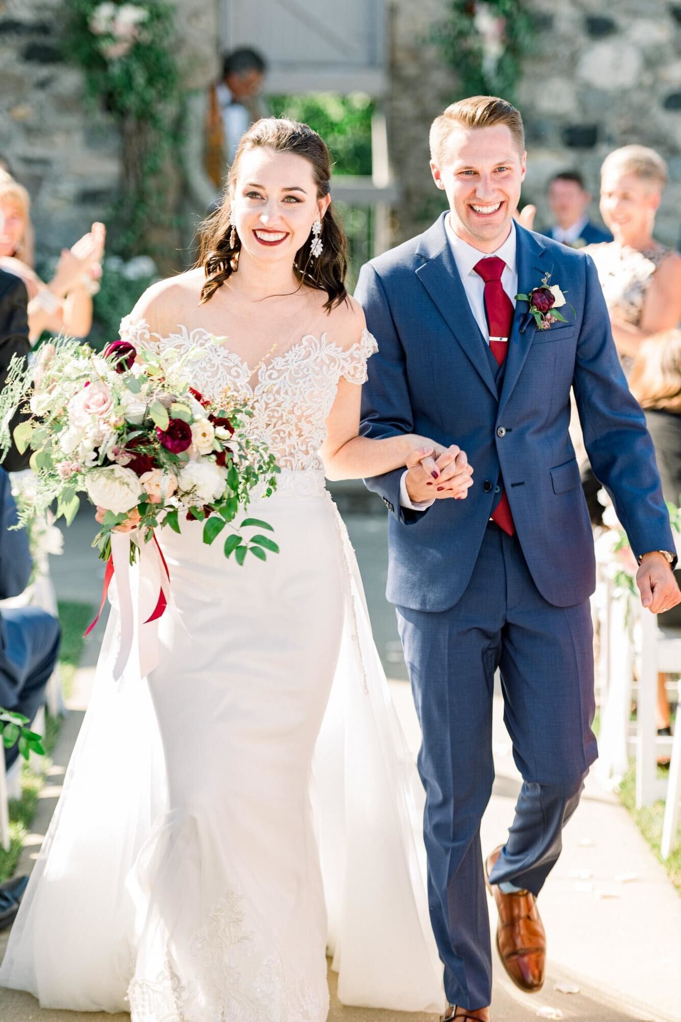 couple walking down the aisle at a wedding