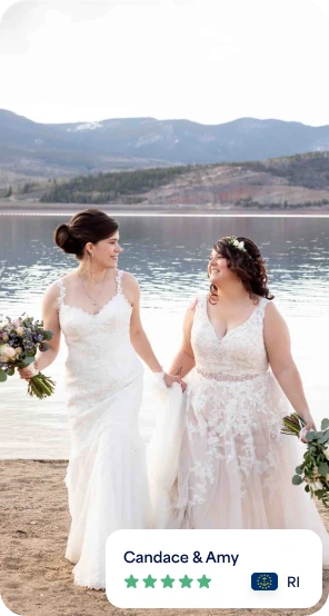 Happy couple walking after marriage