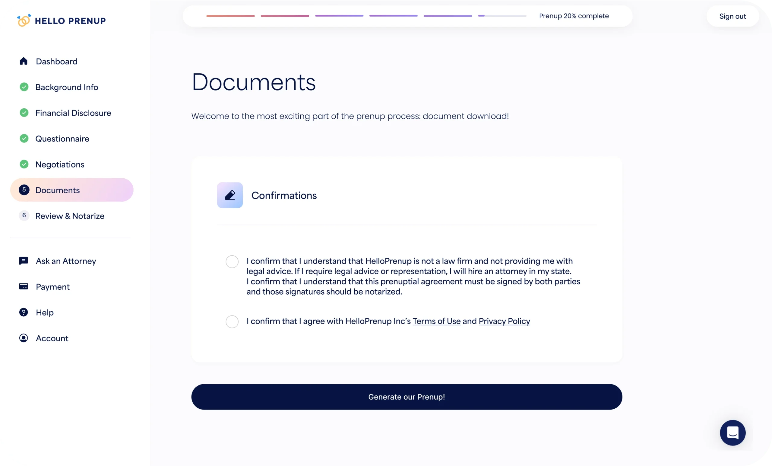 prenup document hosting hello prenup