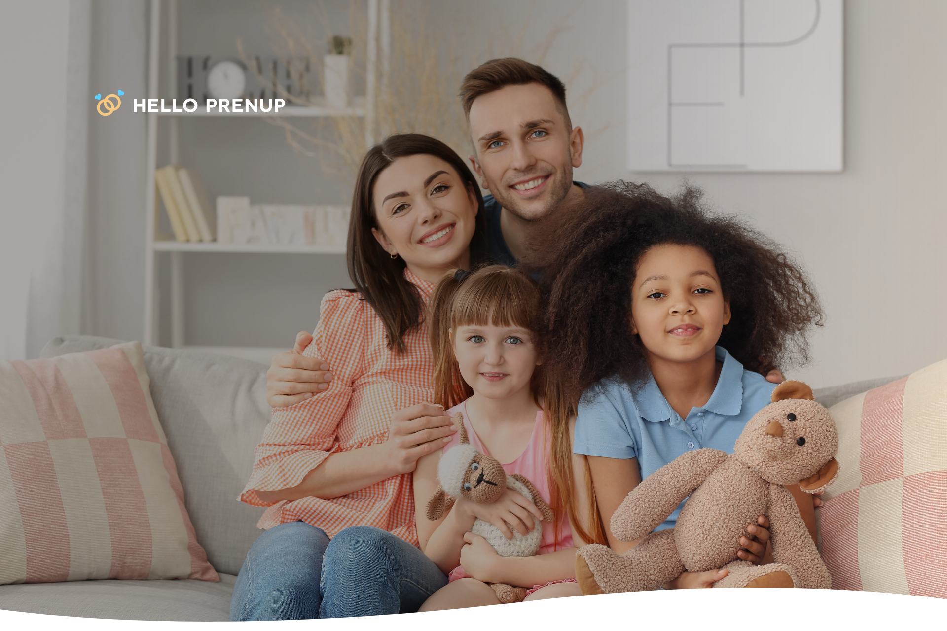 A couple and two children sitting on a couch, having a calm family meeting A couple and two children sitting on a couch, engaged in a calm family meeting, representing the importance of establishing household rules together.