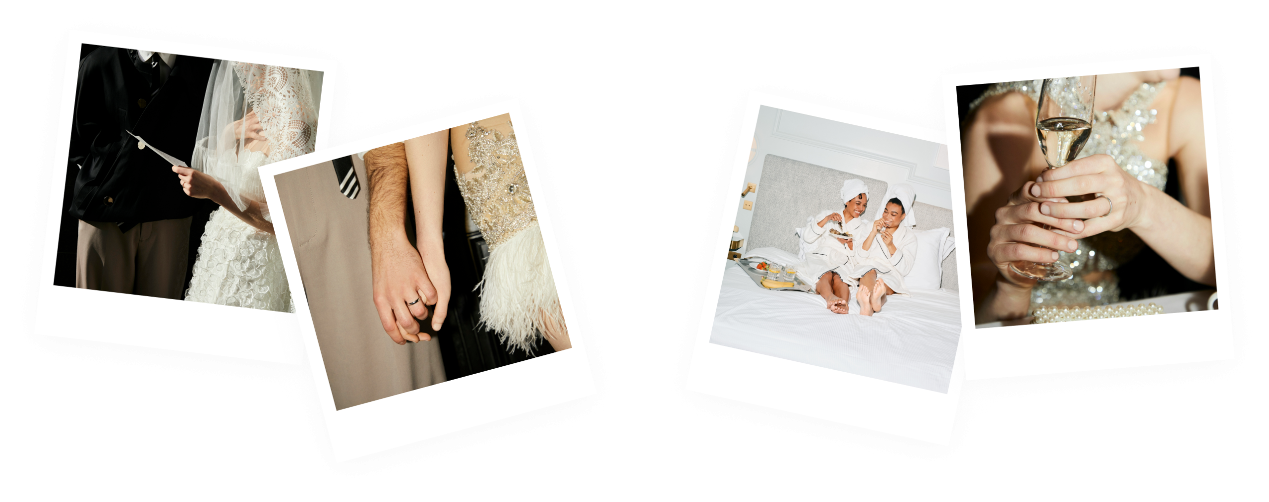 couples on their wedding day polaroids