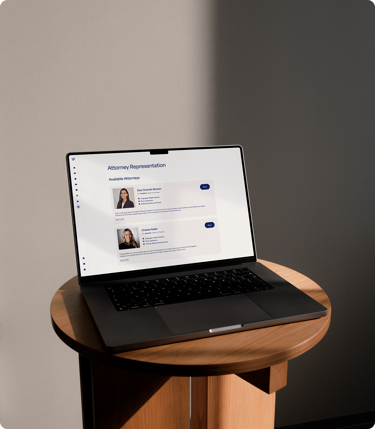 HelloPrenup attorney representation available attorneys page on a laptop