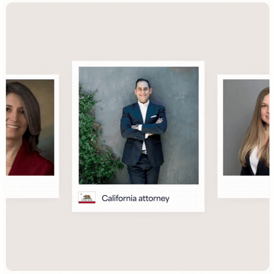 HelloPrenup certified attorneys, including Florida-licensed family lawyers, shown in a rotating collage