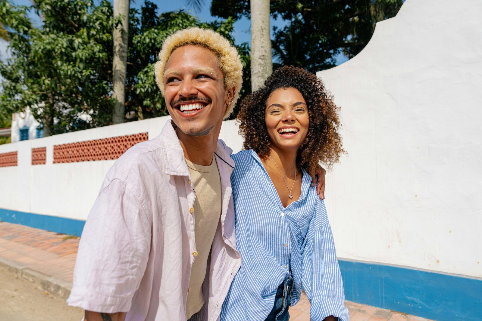 Georgia couple laughing together after completing their prenup