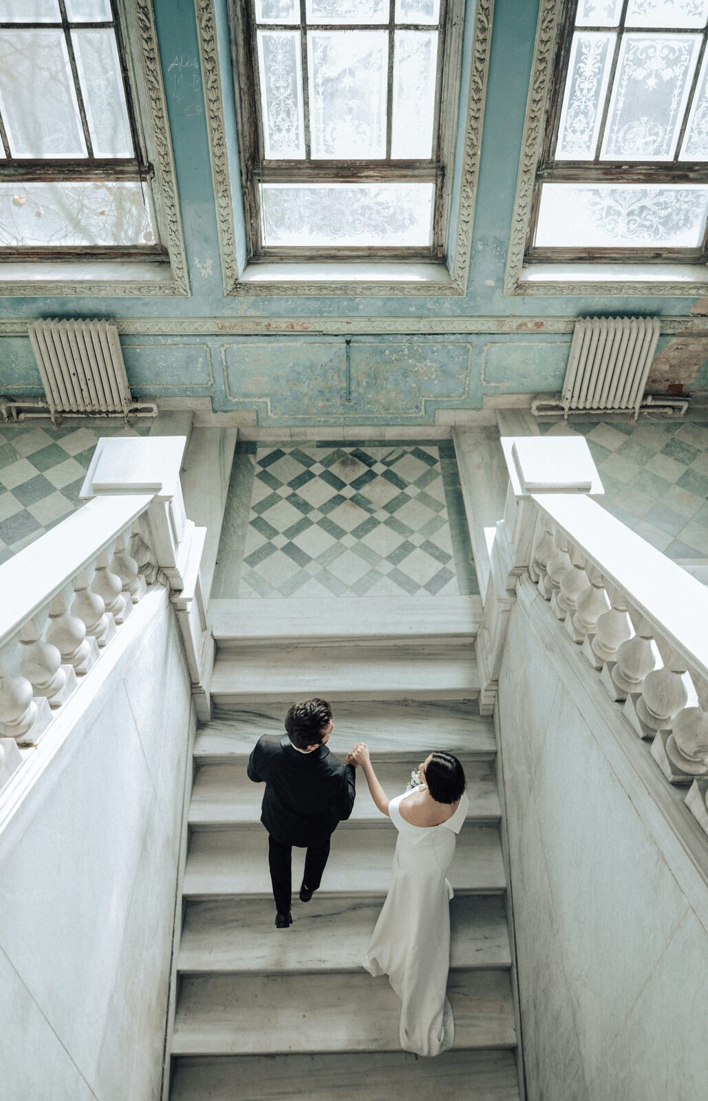 Ohio couple at an elegant venue, reflecting on marital property and alimony in their prenuptial agreement
